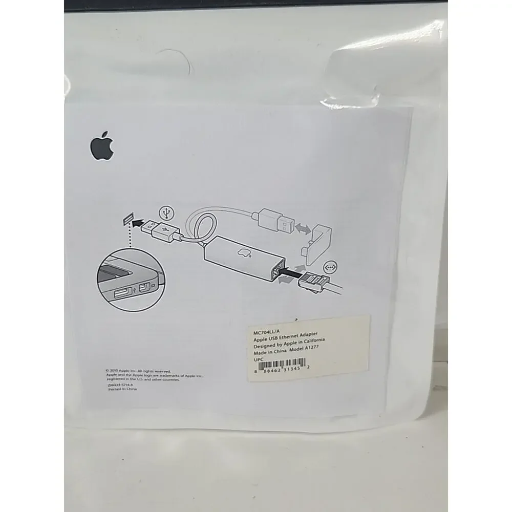 NEW Apple A1277 USB Ethernet Adapter MC704LL/A Connector